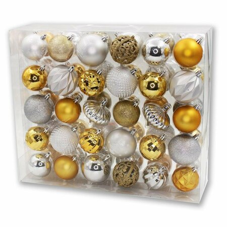 QUEENS OF CHRISTMAS Ball & Onion Ornaments Gold & Silver, 60PK ORNPK-BO-TREAS-60